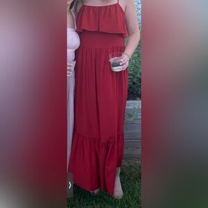 Red Silk Maxi Dress